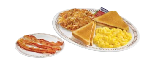 two egg breakfast with side meat