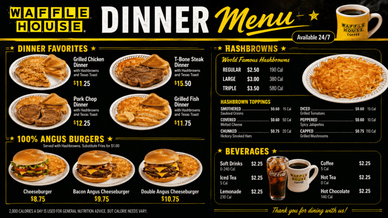 waffle house dinner menu