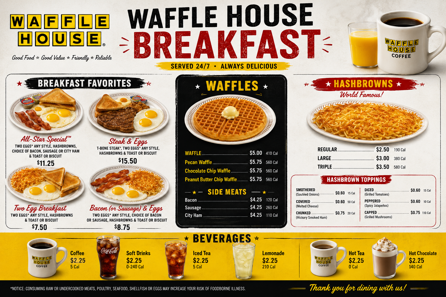 Waffle House Breakfast Menu
