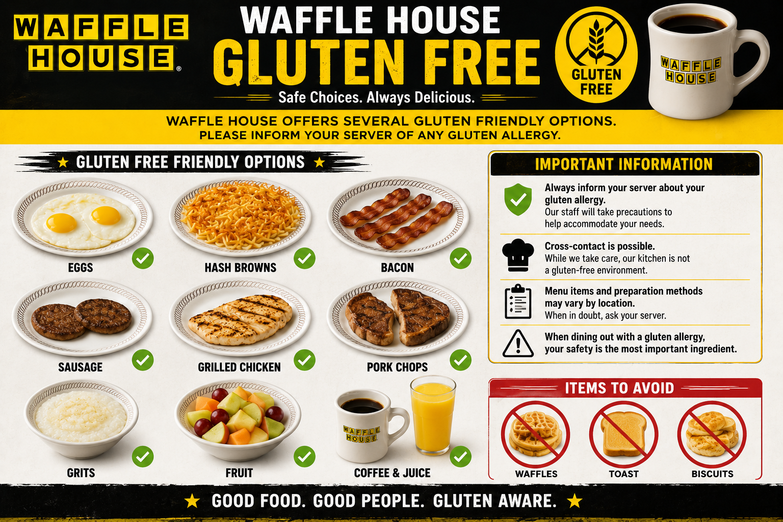 waffle house gluten free menu