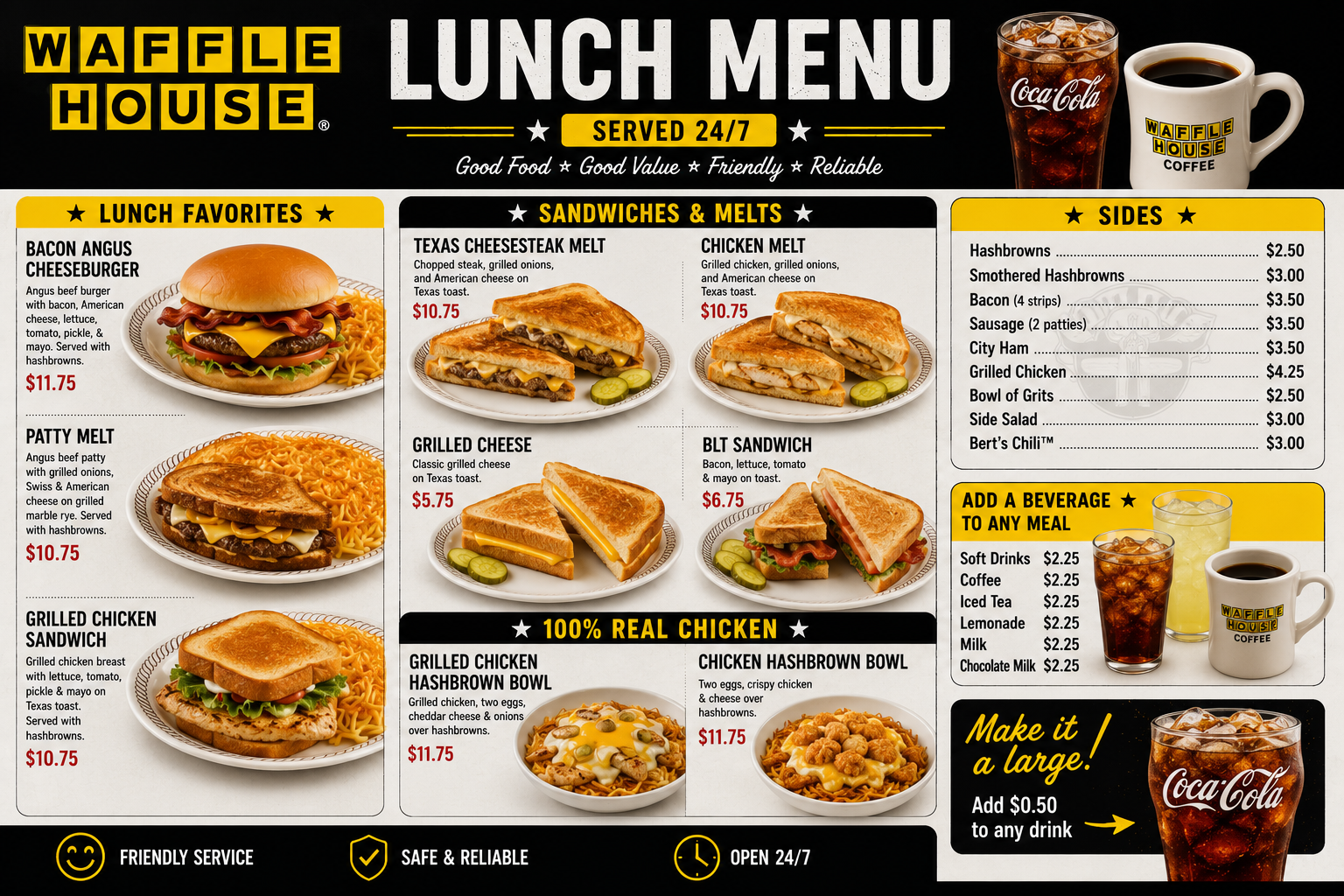 waffle house lunch menu